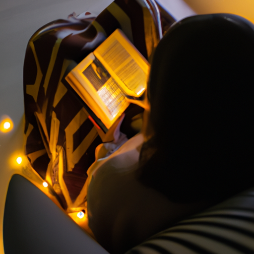 A person reading a book in a cozy setting as part of their evening routine