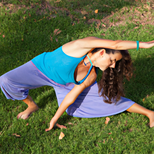 A woman practicing yoga in a serene outdoor environment.